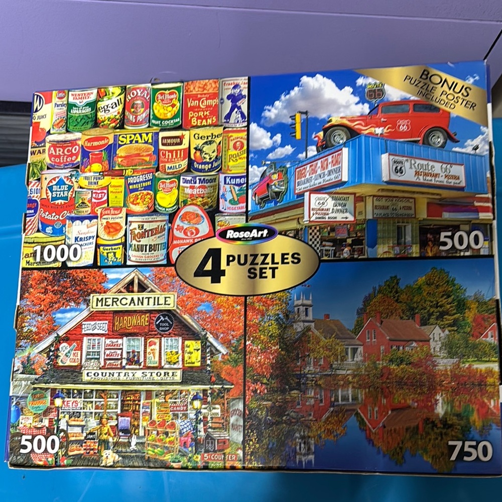 4 Puzzles Set - Vibrant Americana Collection